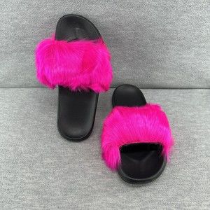 Fur Slides Women's Fuzzy Furry Slippers Sliders Sandals Flat Shoes Flip Flop  B7